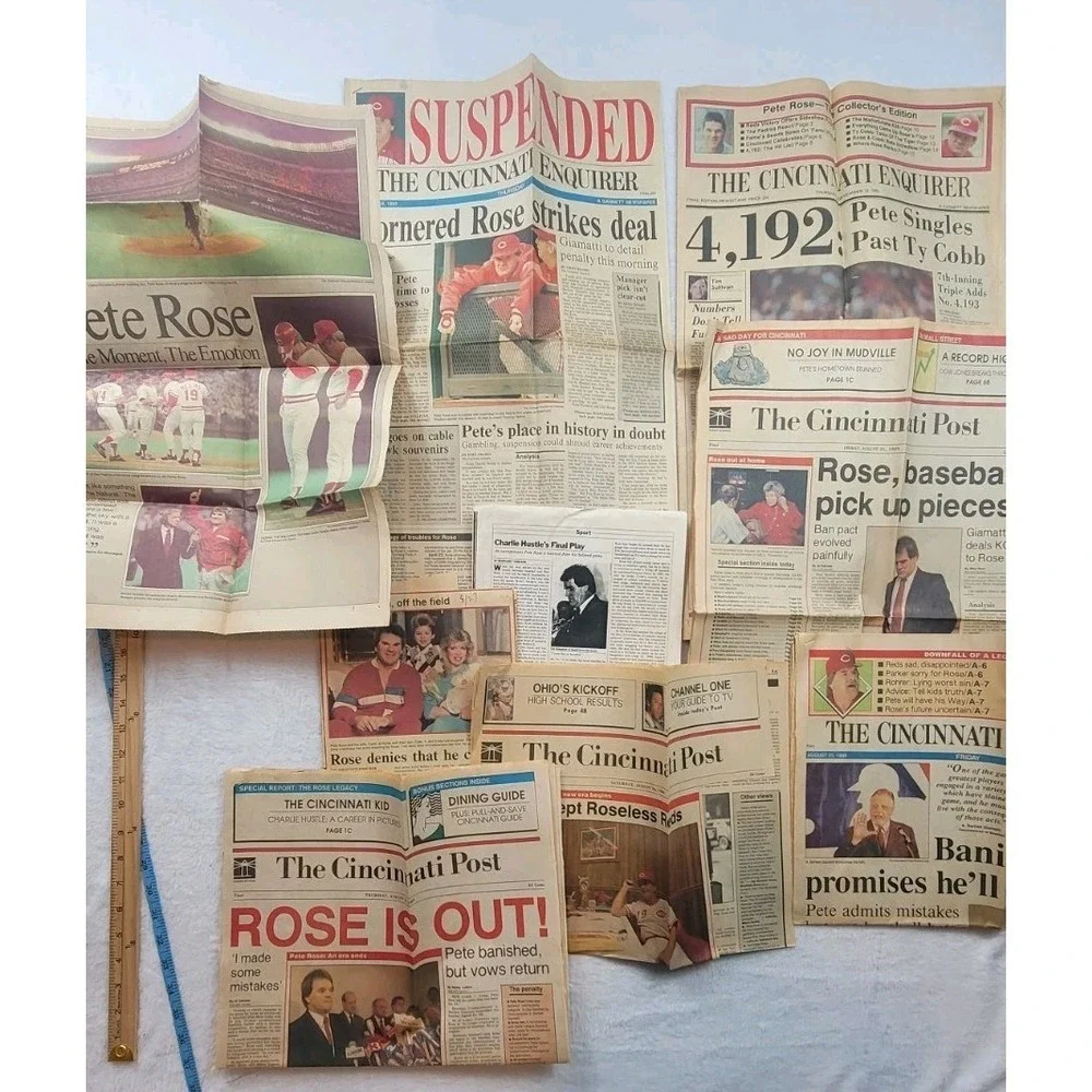 Lot Of Pete Rose 1989 Newspaper Clippings MLB Cincinnati Reds